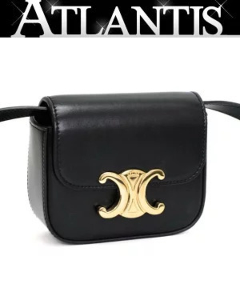 Celine Claude Shoulder Bag Leather Black